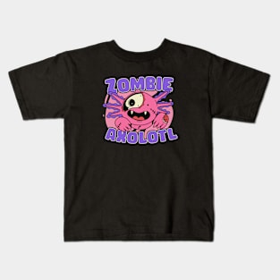 Cute Zombie Axolotl // Funny Halloween Zombie Animals Kids T-Shirt